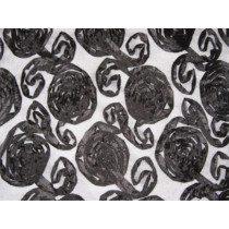 Ribbon rose on stretch net Black