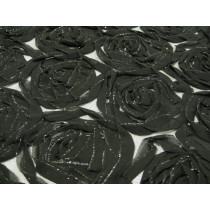 Ribbon rose on stretch net Black And Silver