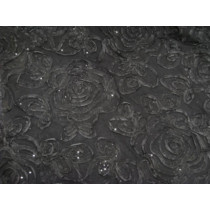 3D poppy ribbon on stretch net Black