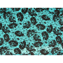 Floral parade flock on stretch net Jade