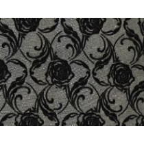 Classic rose on stretch net Black