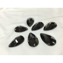 Teardrop sew on Jet hematite 28 mm
